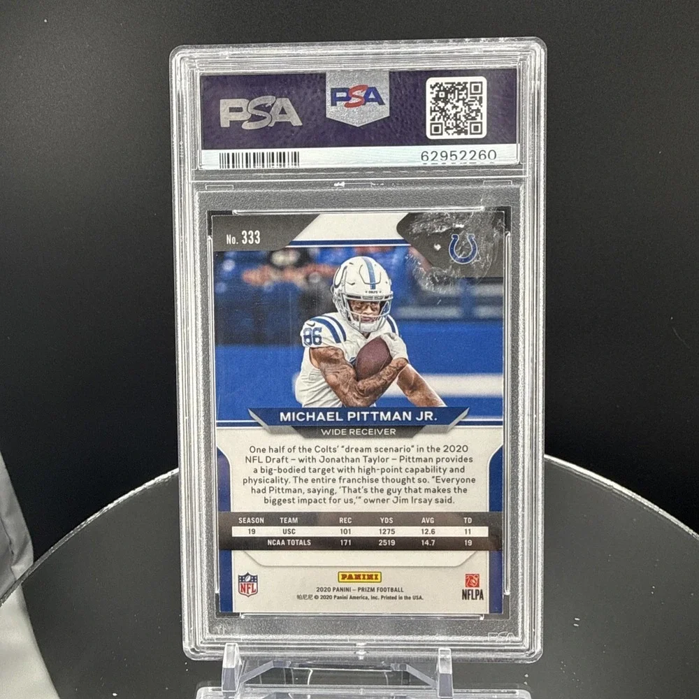 PSA 9GEM  2020 PANINI PRIZM‎ MICHAEL PITTMAN JR. RC #333 INDIANAPOLIS COLTS